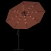 Sombrilla de jardín voladiza con luces LED terracota 350 cm
