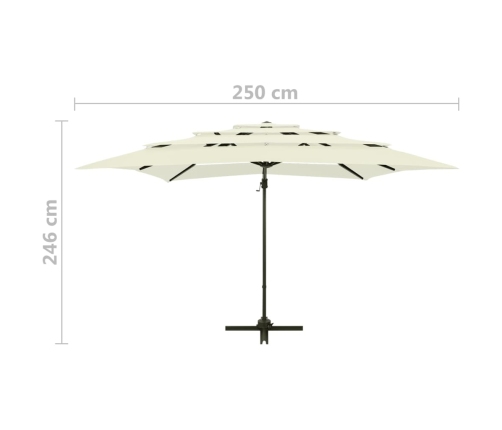 Sombrilla jardín 4 niveles palo de aluminio arena 250x250 cm