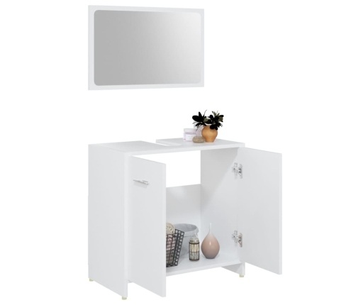 Conjunto de muebles de baño 3 pzas madera contrachapada blanco