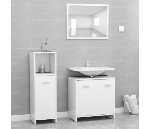 Conjunto de muebles de baño 3 pzas madera contrachapada blanco