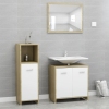 Muebles de baño 3 pzas madera ingeniería roble Sonoma y blanco