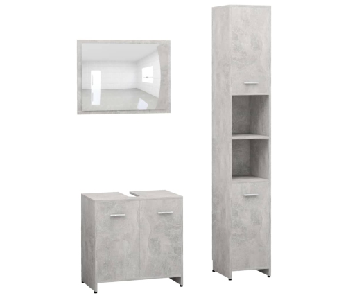 Juego muebles de baño 3 piezas madera ingeniería gris hormigón