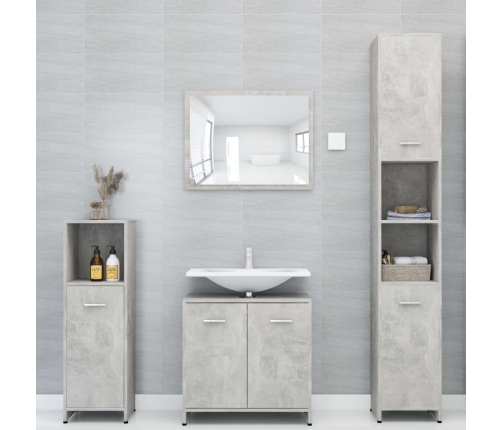 Juego muebles de baño 3 piezas madera ingeniería gris hormigón