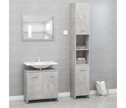 Juego muebles de baño 3 piezas madera ingeniería gris hormigón