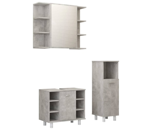 Conjunto de muebles de baño 3 piezas aglomerado gris hormigón