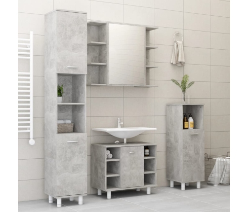 Conjunto de muebles de baño 3 piezas aglomerado gris hormigón