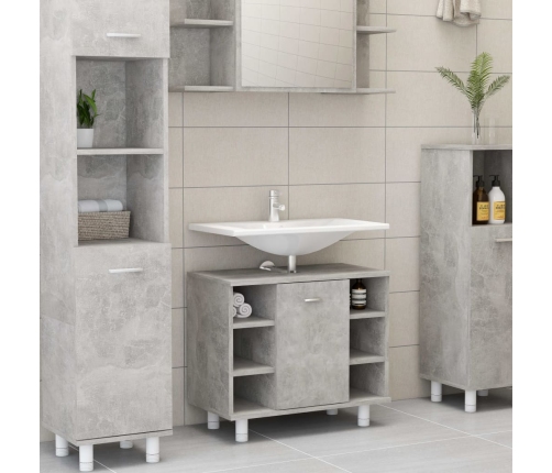 Conjunto de muebles de baño 3 piezas aglomerado gris hormigón