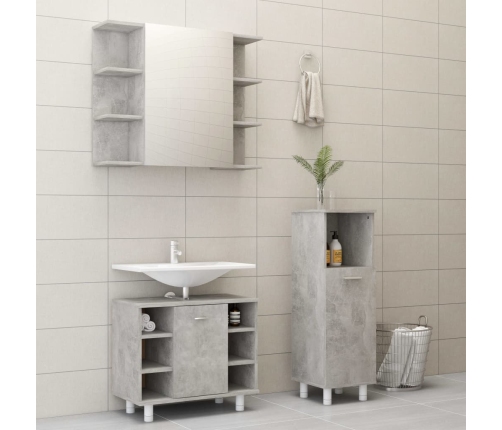 Conjunto de muebles de baño 3 piezas aglomerado gris hormigón