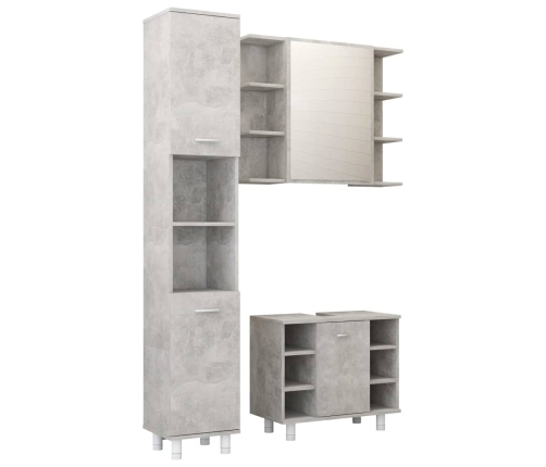 Juego muebles de baño 3 pzas madera de ingeniería gris hormigón