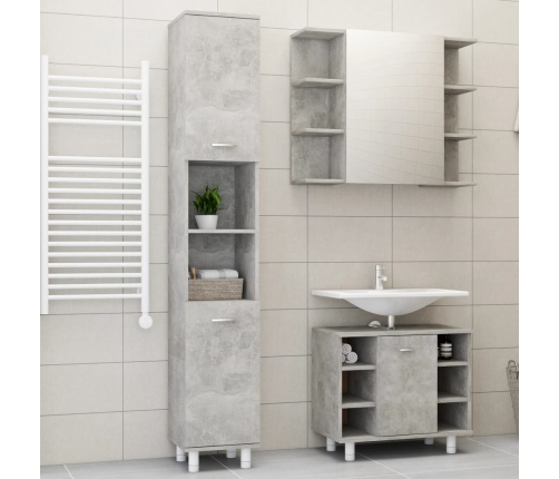 Juego muebles de baño 3 pzas madera de ingeniería gris hormigón