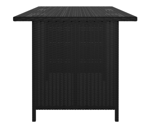 Mesa de jardín de ratán sintético negro 110x70x65 cm