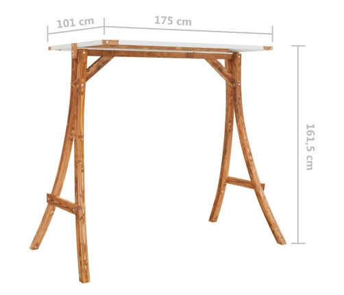 Estructura columpio y techo crema madera curvada acabado teca