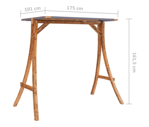 Estructura columpio techo antracita madera curvada acabado teca