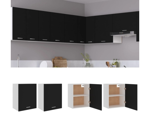 Armarios colgantes 2 uds madera contrachapada negro 50x31x60 cm