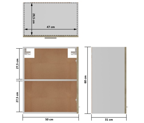 Armarios colgantes 2 uds contrachapada roble Sonoma 50x31x60 cm