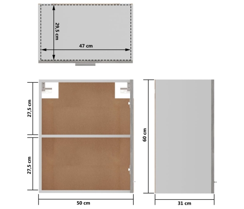 Armarios colgantes 2 uds madera contrachapada gris 50x31x60 cm