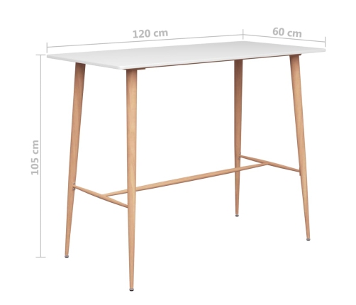 Mesa alta y taburetes de bar de 7 piezas blanco