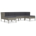 Set de muebles de jardín 6 pzas y cojines ratán sintético gris