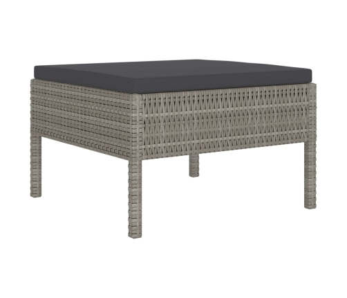 Set de muebles de jardín 6 pzas y cojines ratán sintético gris
