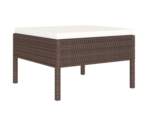 Set muebles de jardín 4 piezas y cojines ratán sintético marrón