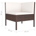 Set muebles de jardín 4 piezas y cojines ratán sintético marrón
