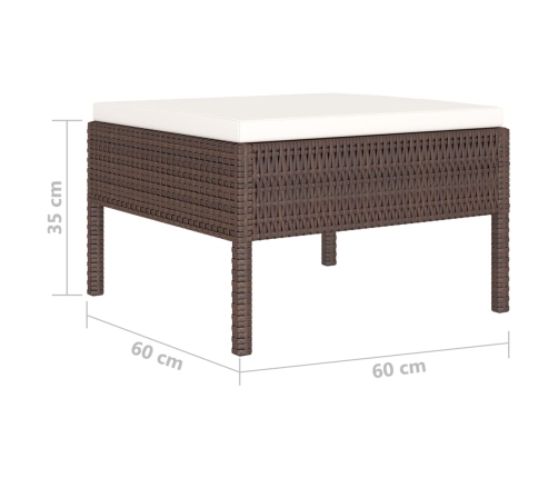Set muebles de jardín 4 piezas y cojines ratán sintético marrón