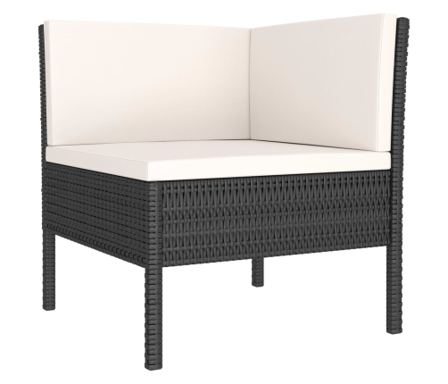 Set de muebles de jardín 4 pzas y cojines ratán sintético negro