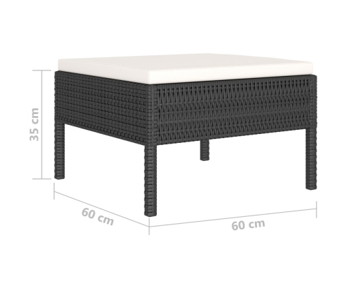 Set de muebles de jardín 4 pzas y cojines ratán sintético negro