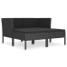 Set de muebles de jardín 4 pzas y cojines ratán sintético negro