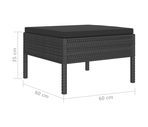 Set de muebles de jardín 4 pzas y cojines ratán sintético negro