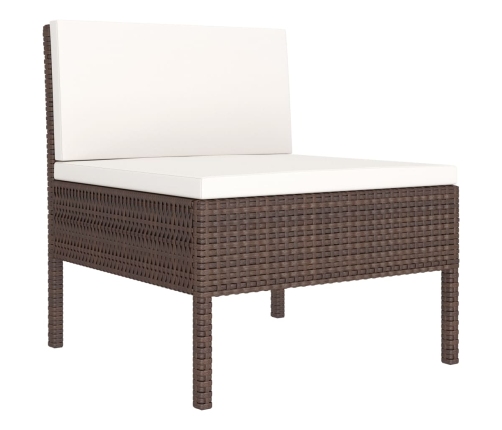 Set muebles de jardín 6 piezas y cojines ratán sintético marrón