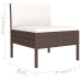 Set muebles de jardín 6 piezas y cojines ratán sintético marrón