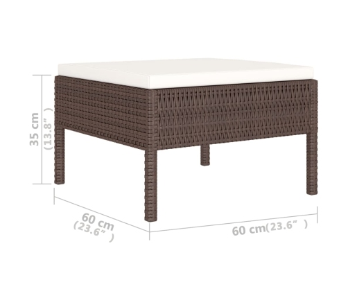 Set muebles de jardín 6 piezas y cojines ratán sintético marrón