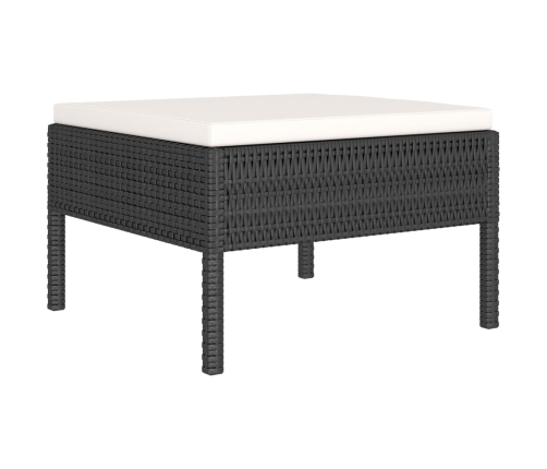 Set muebles de jardín 6 piezas y cojines ratán sintético negro