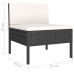 Set muebles de jardín 6 piezas y cojines ratán sintético negro