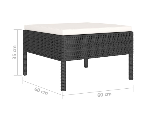 Set muebles de jardín 6 piezas y cojines ratán sintético negro