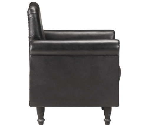 Sillón butaca de cuero auténtico negro