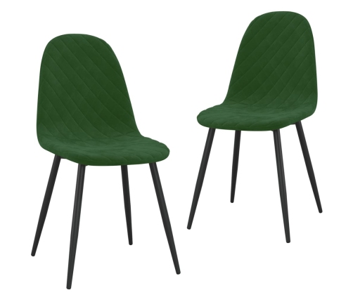 Sillas de comedor 2 unidades terciopelo verde oscuro