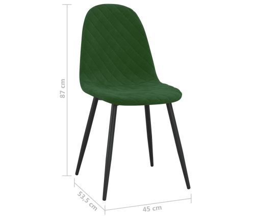 Sillas de comedor 2 unidades terciopelo verde oscuro