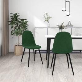 Sillas de comedor 2 unidades terciopelo verde oscuro