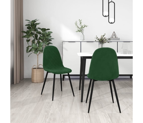 Sillas de comedor 2 unidades terciopelo verde oscuro