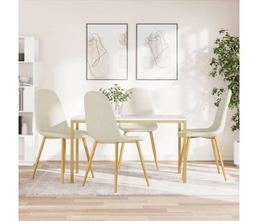 Sillas de comedor 4 unidades terciopelo blanco crema