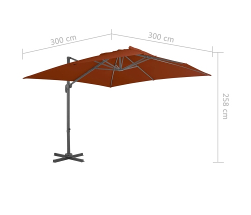 Sombrilla jardín voladiza palo de aluminio terracota 300x300 cm