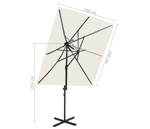 Sombrilla jardín voladiza con cubierta doble arena 250x250 cm