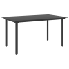 Mesa de comedor para jardín acero y vidrio negro 150x80x74 cm