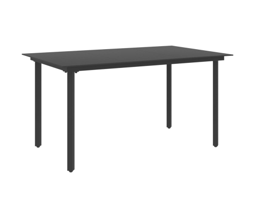 Mesa de comedor para jardín acero y vidrio negro 150x80x74 cm