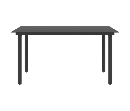 Mesa de comedor para jardín acero y vidrio negro 150x80x74 cm