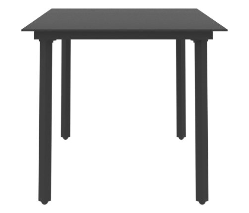 Mesa de comedor para jardín acero y vidrio negro 150x80x74 cm