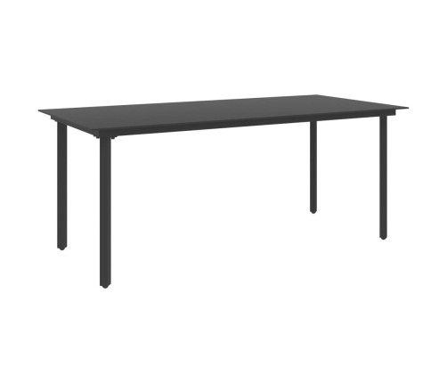 Mesa de comedor para jardín acero y vidrio negro 190x90x74 cm