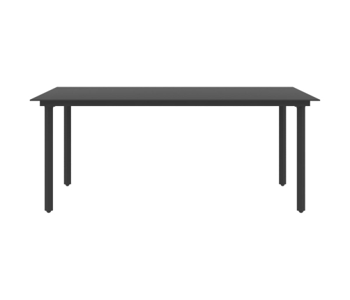 Mesa de comedor para jardín acero y vidrio negro 190x90x74 cm